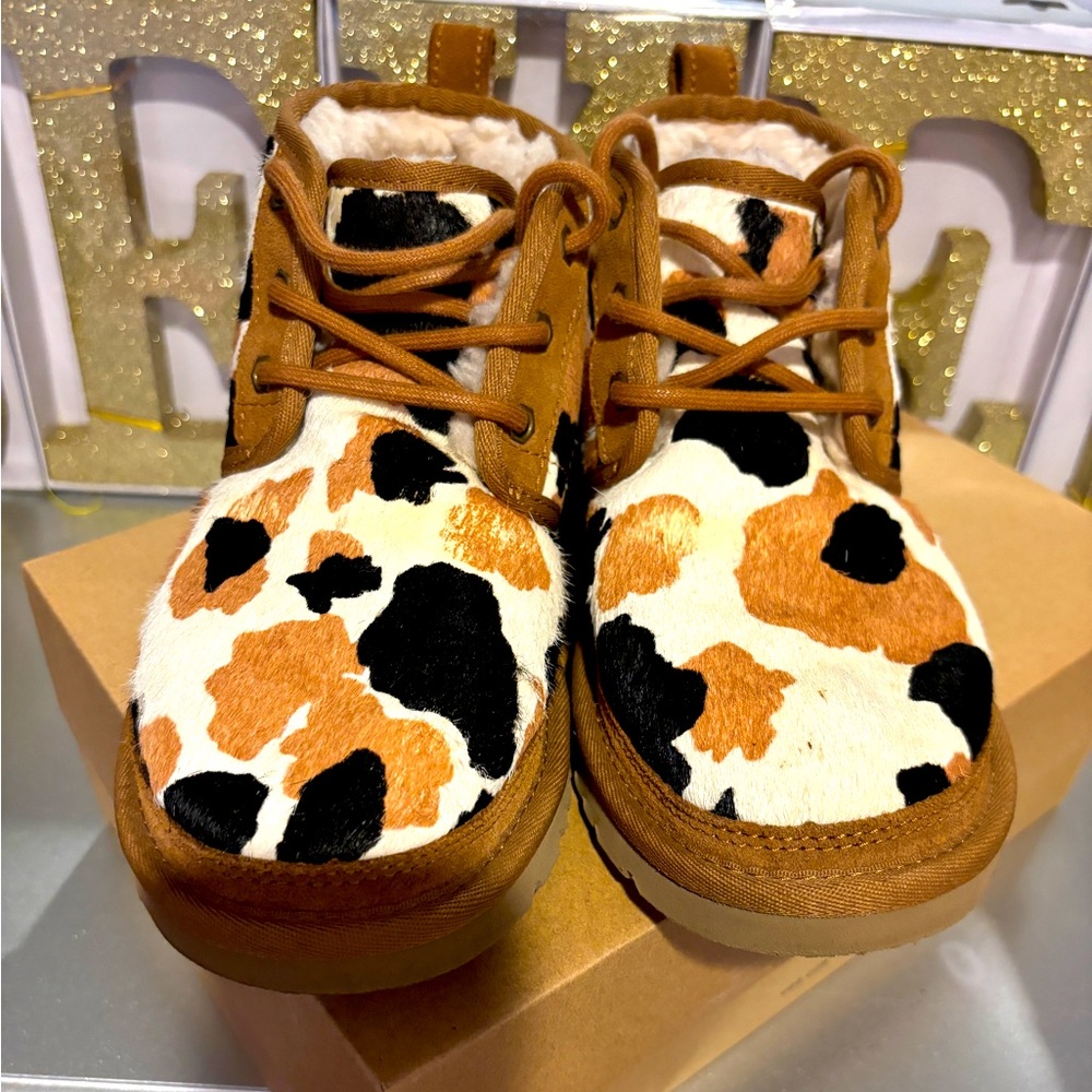 Ugg Nuemel cow print bootie authentic